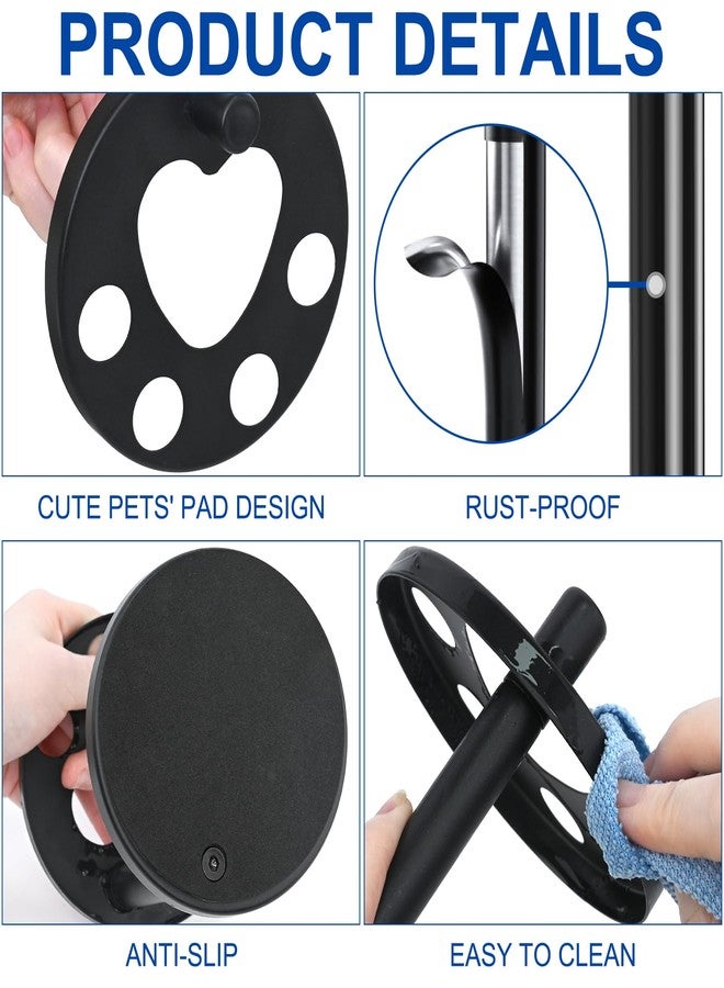 QEEYON Metal Toothbrush Holder Stand for Bathroom, 5 Ventilated Slots Hold Manual Toothbrushes, Razor, Toothpaste, Bathroom Toothpaste Holder Stand Countertop Organizer, Cute Paw Pad Design, Black - Image 3