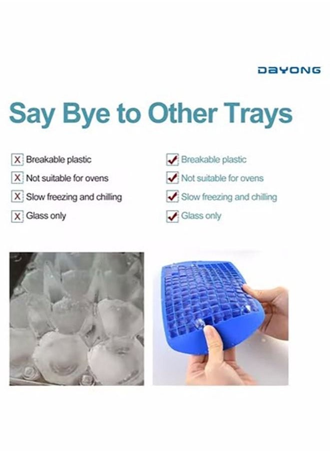 Gonice - Ice Cube Tray Mini Ice Cubes Tray Silicone Cubes Ice Tray ice lattice small Cubes160 Molds for Kitchen Bar Party Drinks Color random (Blue) - Image 1