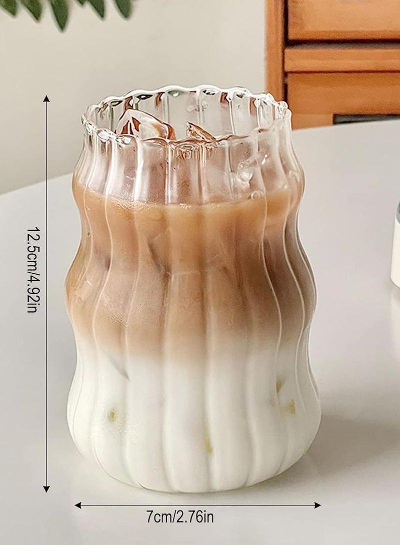 DAMCONME Vintage Ribbed Glass Tumbler – 18 oz Ripple Design Drinking Cup for Water, Coffee, Juice, Milk, and Iced Beverages - Image 2