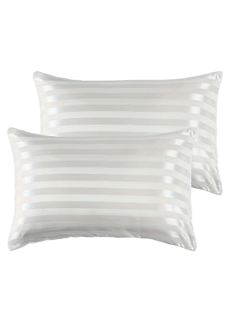 Bukela Satin Pillowcase for Hair and Skin, Silk Satin Pillowcase 2 Pack,  Pillow Cases Set of 2, Silky Pillow Cover with Envelope Closure (20x36, Ivory Striped)  - Image 3