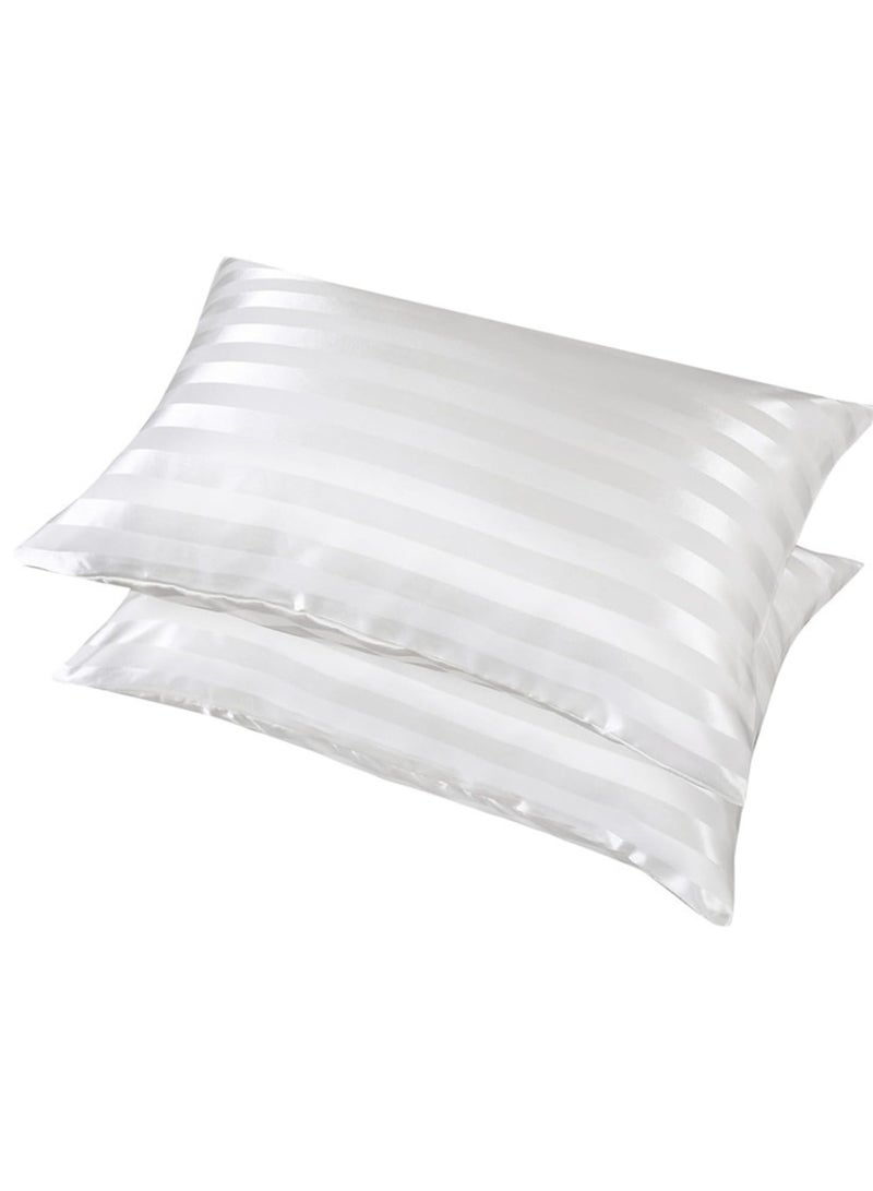 Bukela Satin Pillowcase for Hair and Skin, Silk Satin Pillowcase 2 Pack,  Pillow Cases Set of 2, Silky Pillow Cover with Envelope Closure (20x36, Ivory Striped)  - Image 4