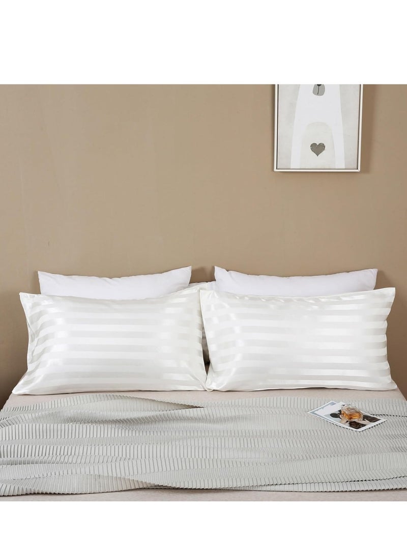 Bukela Satin Pillowcase for Hair and Skin, Silk Satin Pillowcase 2 Pack,  Pillow Cases Set of 2, Silky Pillow Cover with Envelope Closure (20x36, Ivory Striped)  - Image 5