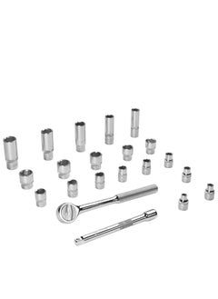 Jetech Jetech 3/8 Drive Socket Set,21-Pieces Mechanics Tool Set with Metric Sockets, 25mm Bits, Quick Release Ratchet Wrench, Spinner Handle, Universal Joint, and Extension Tools  - Image 2