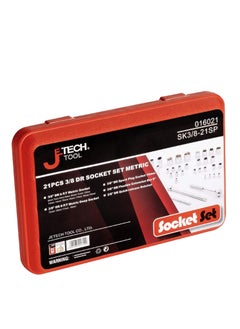 Jetech Jetech 3/8 Drive Socket Set,21-Pieces Mechanics Tool Set with Metric Sockets, 25mm Bits, Quick Release Ratchet Wrench, Spinner Handle, Universal Joint, and Extension Tools  - Image 3