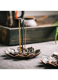 Generic Incense Burner Incense Holder, Metal Brass Lotus Vintage Incense Stick Holder Tray Incense Stick Stick Ash Catcher, Yoga Meditation Home Office Decoration (Bronze)  - Image 4