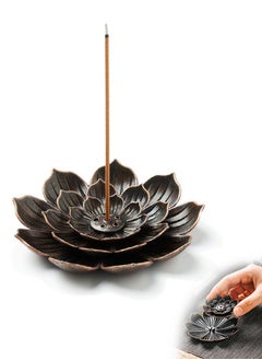 Generic Incense Burner Incense Holder, Metal Brass Lotus Vintage Incense Stick Holder Tray Incense Stick Stick Ash Catcher, Yoga Meditation Home Office Decoration (Bronze)  - Image 1