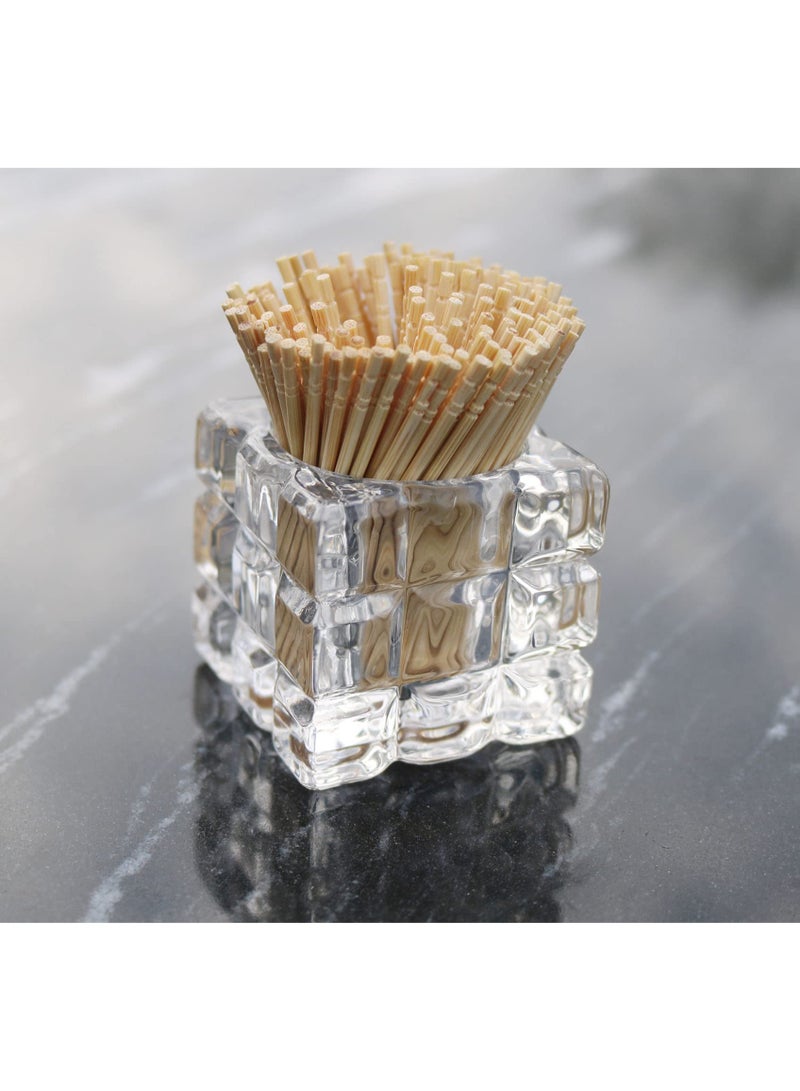 Toothpick Holder, Decorative Glass Toothpick Jar with 200 Bamboo Toothpicks - Image 3