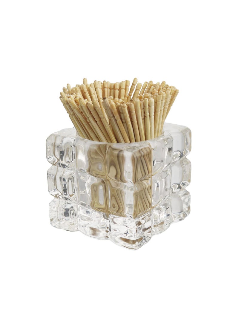 Toothpick Holder, Decorative Glass Toothpick Jar with 200 Bamboo Toothpicks - Image 1