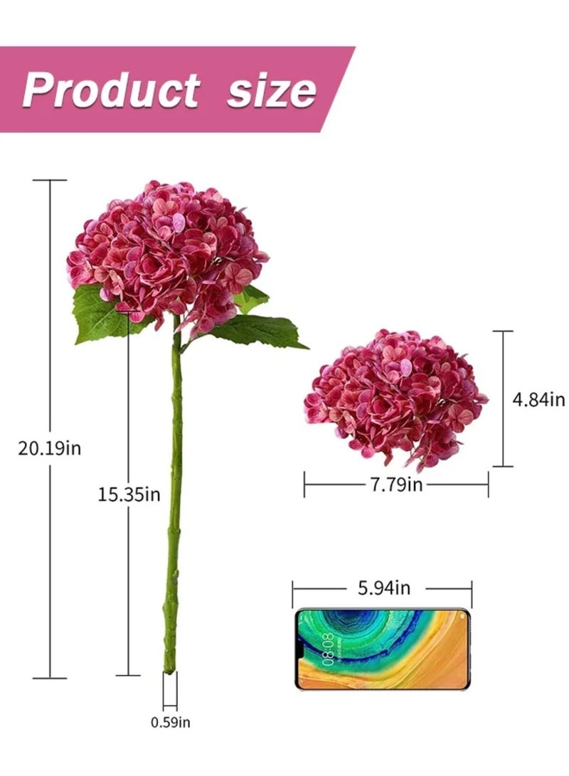 3Pcs Large Hydrangea Artificial Flowers, 21 inches Latex Faux Hydrangeas Fake Flower Bouquets for Home Decor Party Floral Arrangements Wedding Centerpieces - Image 4