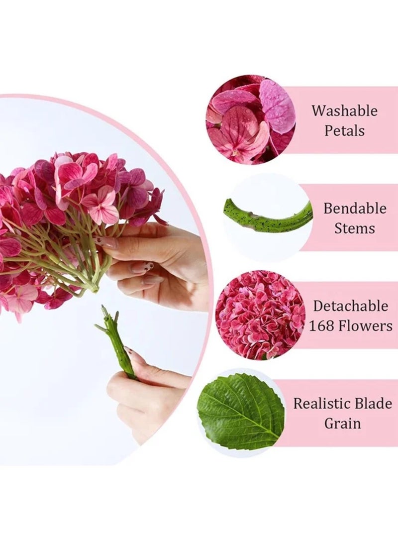 3Pcs Large Hydrangea Artificial Flowers, 21 inches Latex Faux Hydrangeas Fake Flower Bouquets for Home Decor Party Floral Arrangements Wedding Centerpieces - Image 3