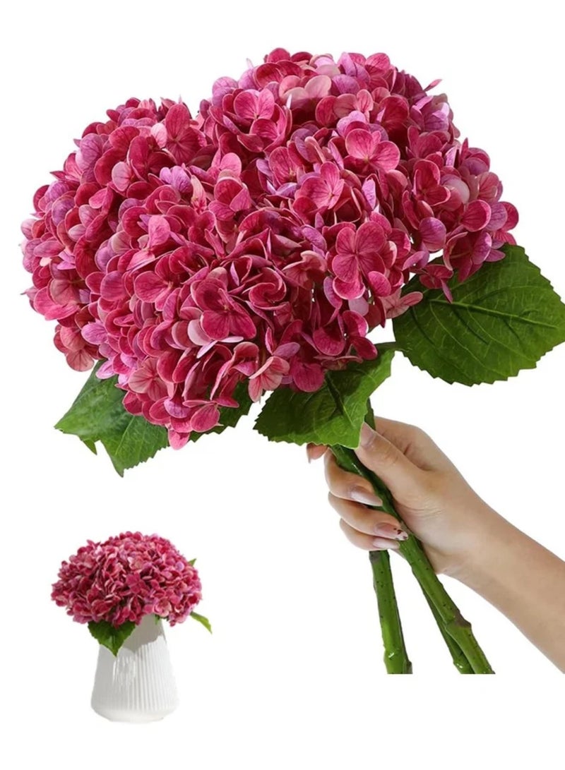 3Pcs Large Hydrangea Artificial Flowers, 21 inches Latex Faux Hydrangeas Fake Flower Bouquets for Home Decor Party Floral Arrangements Wedding Centerpieces - Image 1