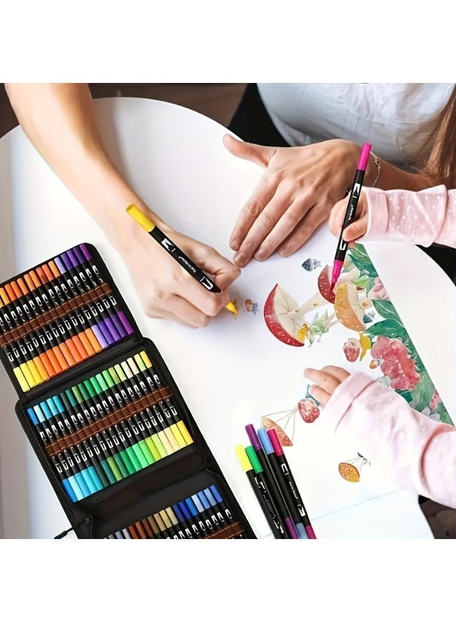 60-color double-head marker pens, painting watercolor pens, art-specific hatching and outlining pen sets, doodling pens with hatching and outlining functions, marker pen gift box sets - Image 2