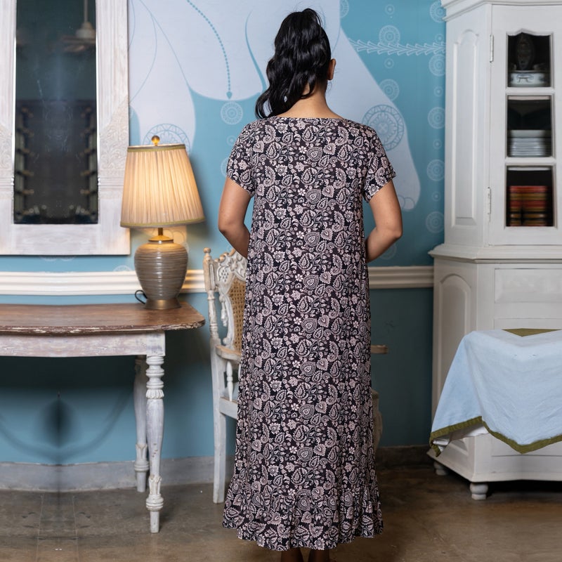 Aadaraya Night Dress Short Sleeves Printed - Image 4