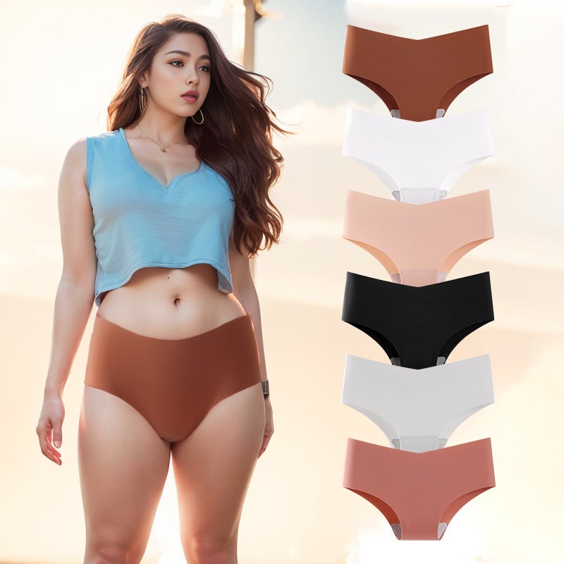 Plus Size Seamless Panties 2024 Bikini Cut Yoga Sports 8040 brown/brown  - Image 5