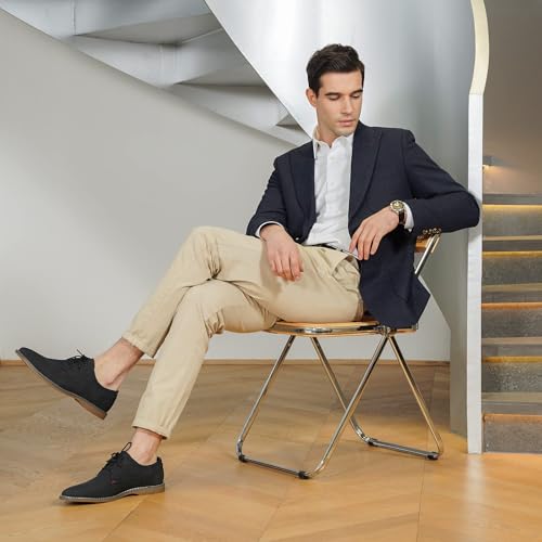 Jousen Men's Oxford Suede Business Casual Dress Shoes Plain Toe Oxfords Classic Formal Derby Shoes (AMY615 Black 13) - Image 2