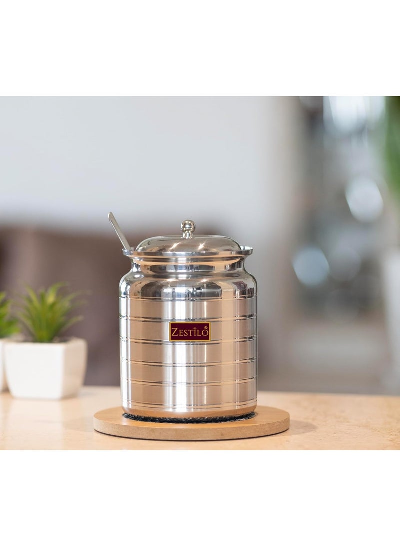 ZESTILO Oil Dispenser, Ghee pot, Ghee container, Oil pot, Ghee pot with spoon, Platinum Finish (750 ml) - Image 1