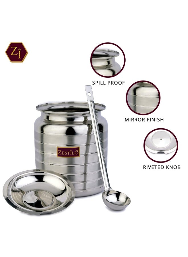ZESTILO Oil Dispenser, Ghee pot, Ghee container, Oil pot, Ghee pot with spoon, Platinum Finish (750 ml) - Image 4