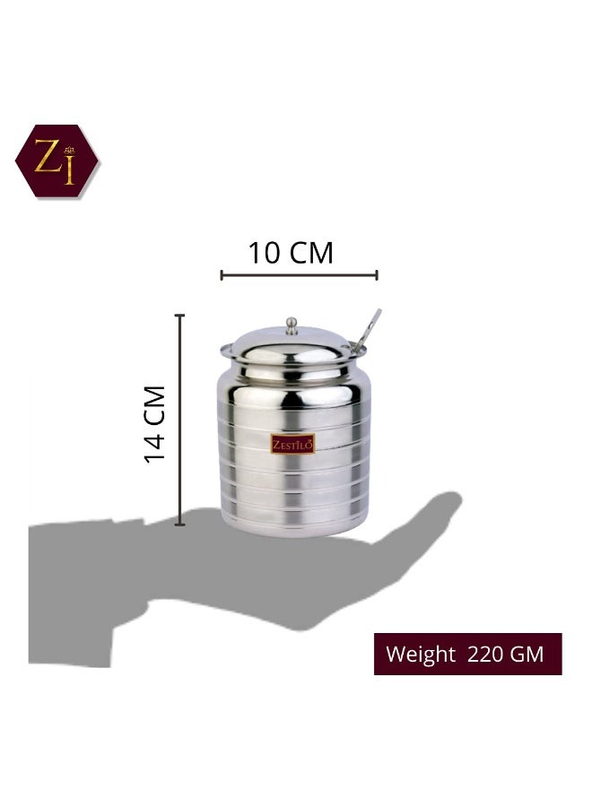 ZESTILO Oil Dispenser, Ghee pot, Ghee container, Oil pot, Ghee pot with spoon, Platinum Finish (750 ml) - Image 2