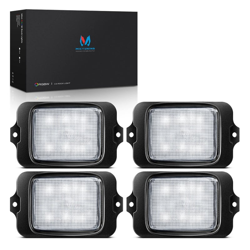 MICTUNING 4 Pods C3 RGBW LED Rock Lights Underglow Multicolor Neon Light Not inlcude Controller