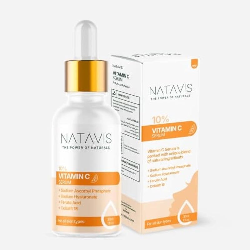 Natavis Vitamin C Serum – 30 ml - Ferulic Acid – Niacinamide - Aloe Vera - Hyaluronic Acid - Brightens Skin - Anti-Aging Power - Skin Strengthening - Hydration & Nourishment - Antioxidant Protection - Image 2