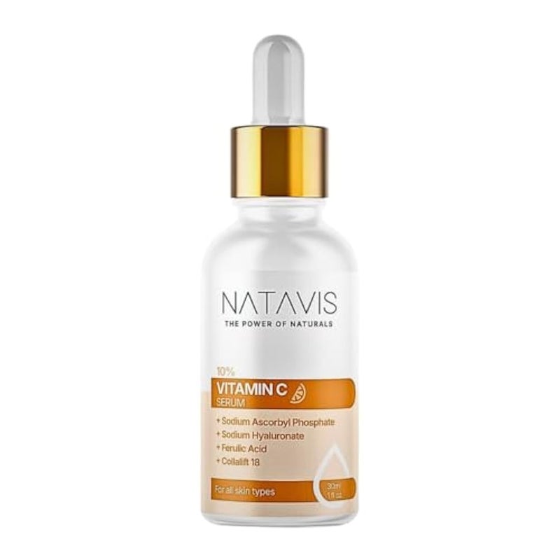 Natavis Vitamin C Serum – 30 ml - Ferulic Acid – Niacinamide - Aloe Vera - Hyaluronic Acid - Brightens Skin - Anti-Aging Power - Skin Strengthening - Hydration & Nourishment - Antioxidant Protection - Image 1