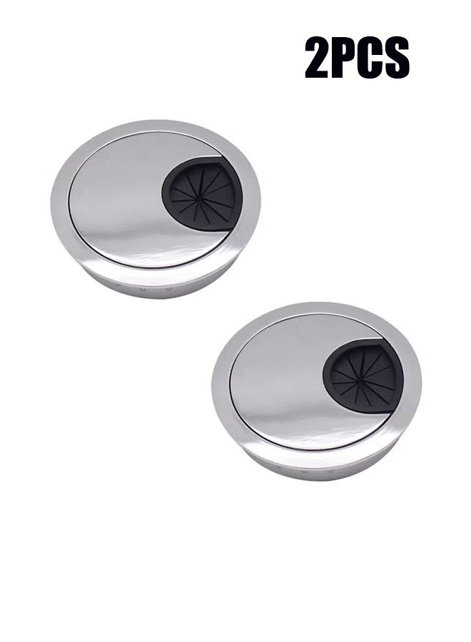واي جيه 2 قطعة مكتب Grommet ، غطاء ثقب سلك الكابل للمنزل والمكتب ، سبائك الزنك المعدنية Materilal 58 مم فضي لؤلؤي ، 2.28 بوصة - Image 1