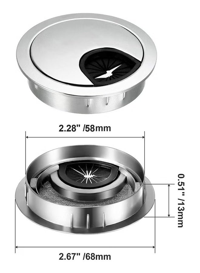 واي جيه 2 قطعة مكتب Grommet ، غطاء ثقب سلك الكابل للمنزل والمكتب ، سبائك الزنك المعدنية Materilal 58 مم فضي لؤلؤي ، 2.28 بوصة - Image 2
