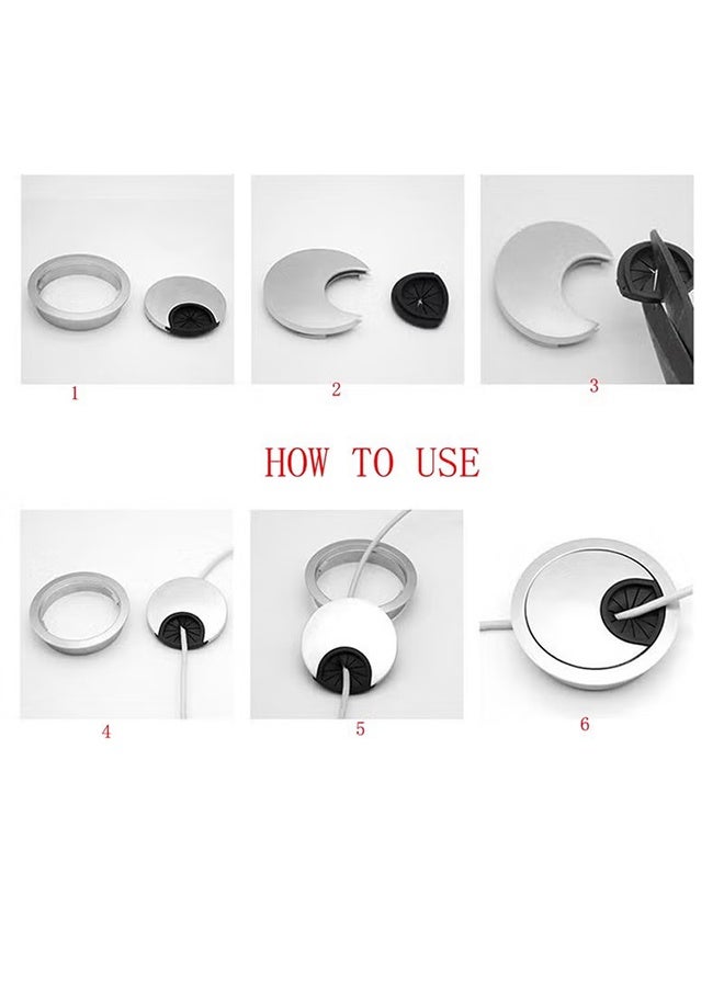 واي جيه 2 قطعة مكتب Grommet ، غطاء ثقب سلك الكابل للمنزل والمكتب ، سبائك الزنك المعدنية Materilal 58 مم فضي لؤلؤي ، 2.28 بوصة - Image 4
