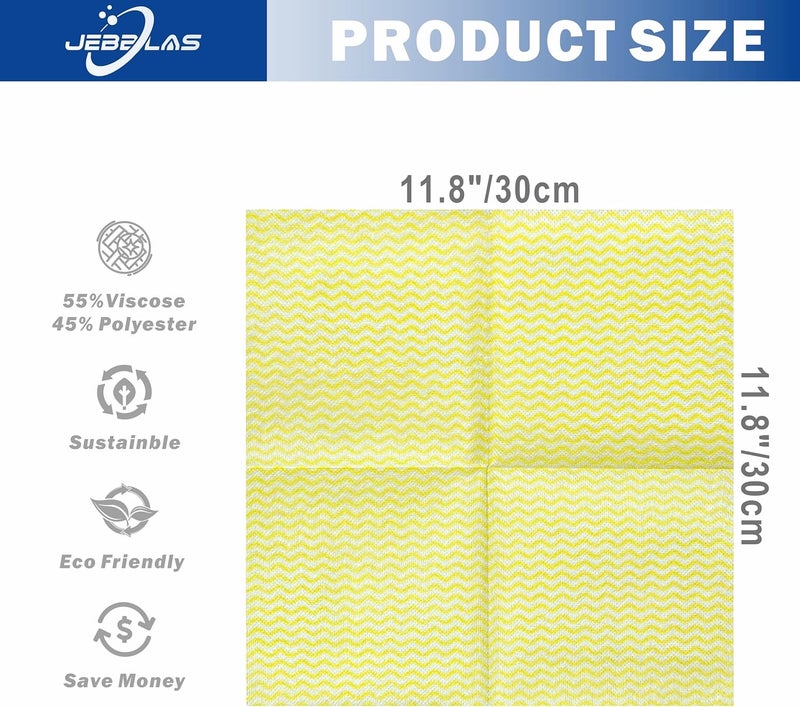 Jebblas Reusable Cleaning Cloths Handi Wipes Reusable Cloths Dry Cleaning Cloths Dish Towel Dish Cloths Handy Cleaning Wipes,Pack of 100, Yellow - Image 2