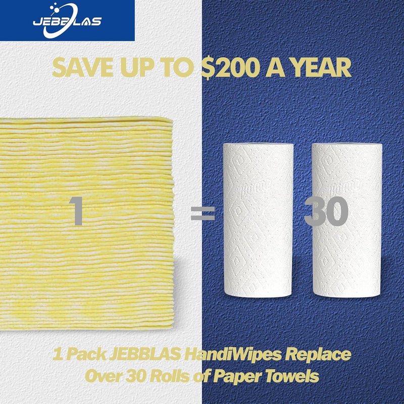 Jebblas Reusable Cleaning Cloths Handi Wipes Reusable Cloths Dry Cleaning Cloths Dish Towel Dish Cloths Handy Cleaning Wipes,Pack of 100, Yellow - Image 5