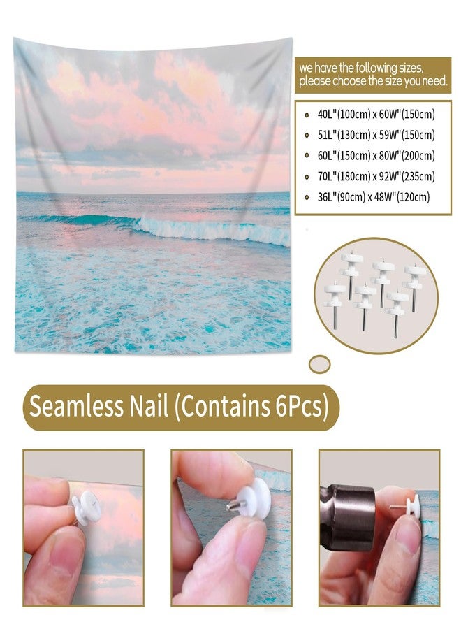 ال بي نسيج جداري من إل بي أوشن بينك سكاي، نسيج جداري بلون أزرق مخضر مع سحاب وردي لغرفة النوم، نسيج جداري بألوان الباستيل يصور منظرًا طبيعيًا لغرفة المعيشة، مقاس 60 × 40 بوصة - Image 5