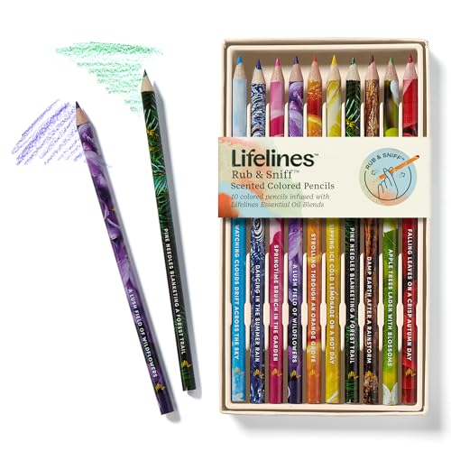 Lifelines Scented Colored Pencils, 10-Pack Classic Palette - Rub & Sniff Color Pencil Set Infused with Essential Oil Blends for Arts & Crafts, Coloring Books & School Supplies - Image 1