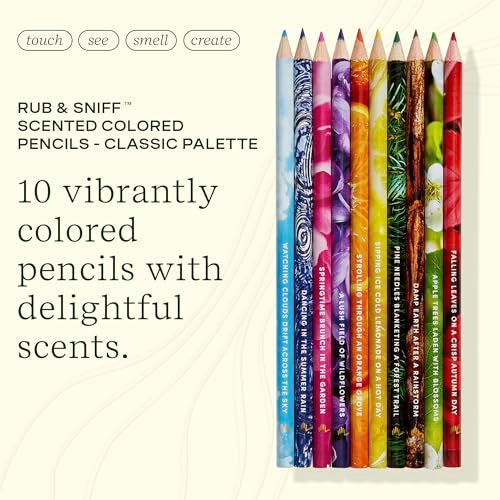 Lifelines Scented Colored Pencils, 10-Pack Classic Palette - Rub & Sniff Color Pencil Set Infused with Essential Oil Blends for Arts & Crafts, Coloring Books & School Supplies - Image 2