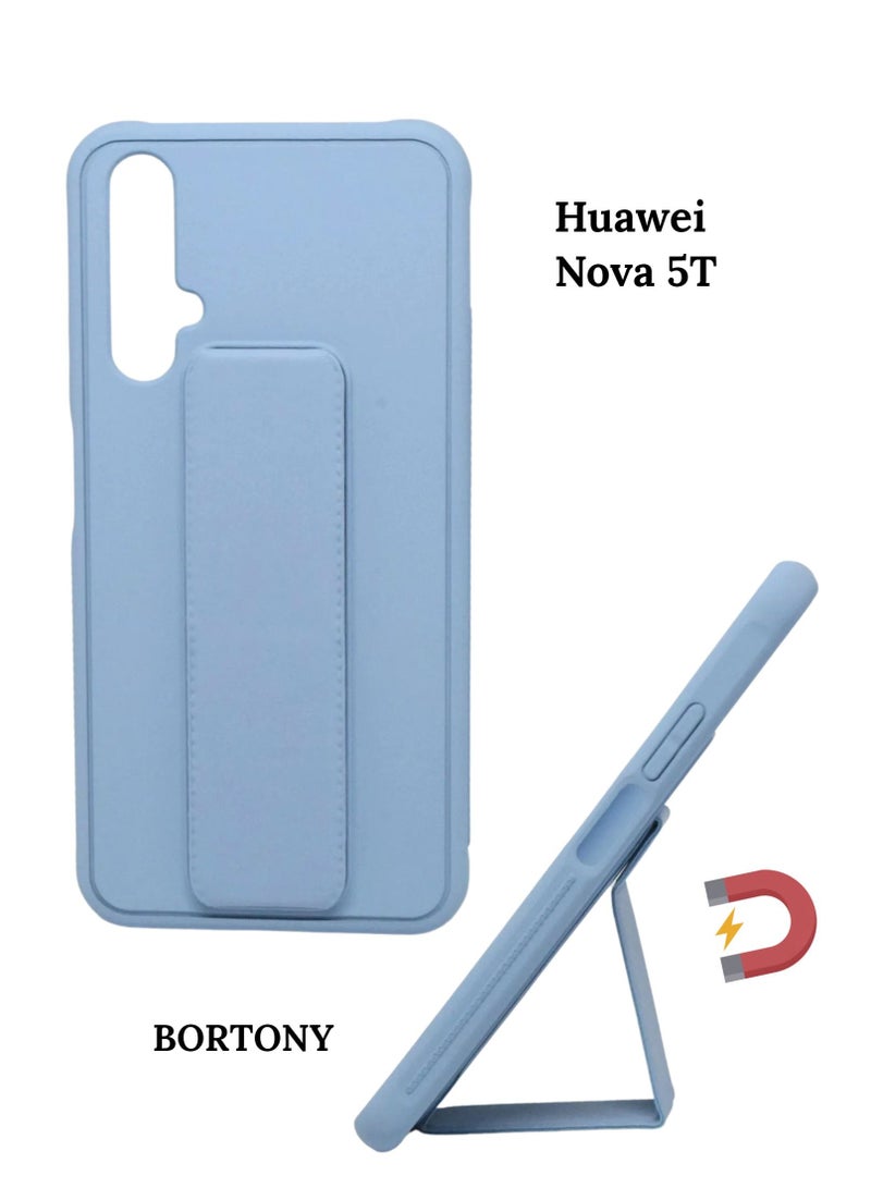 BORTONY Nova 5T Case Fully Covered With Adjustable Finger Grip Holder+Mobile Stand Shockproof Anti Scratch Protective Case Cover For Huawei Nova 5T - Image 1