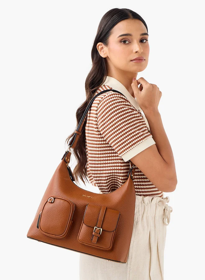Celeste Textured Shoulder Bag with Zip Closure