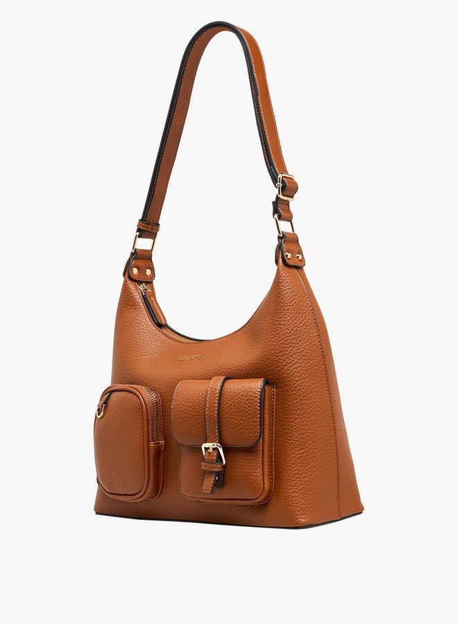 Celeste Textured Shoulder Bag with Zip Closure  - Image 4
