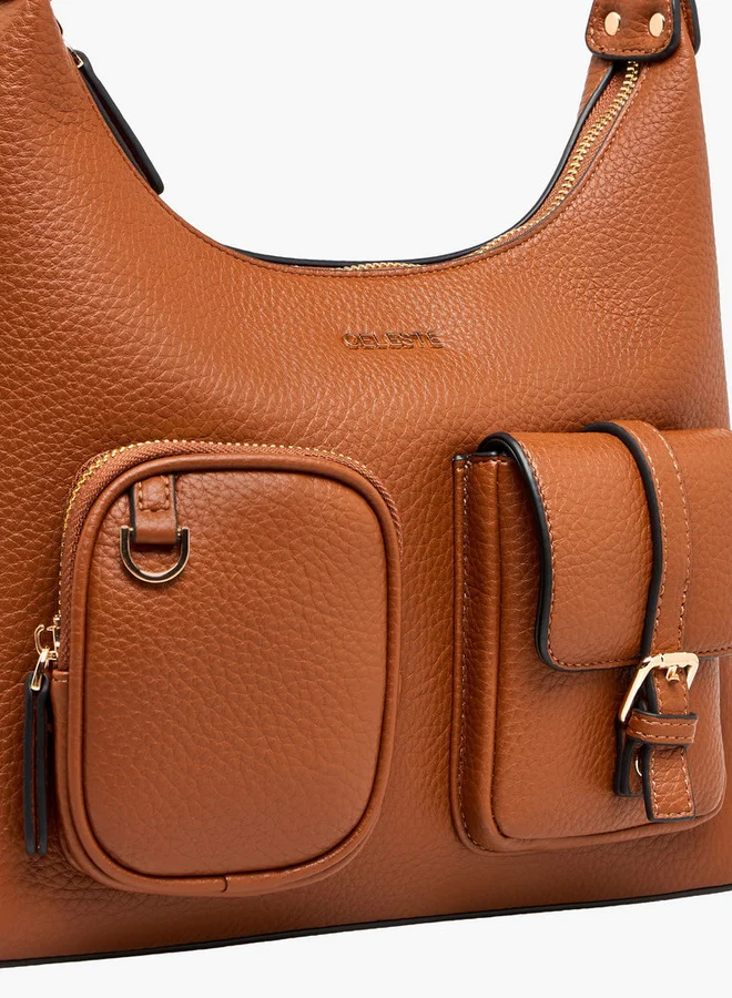 Celeste Textured Shoulder Bag with Zip Closure