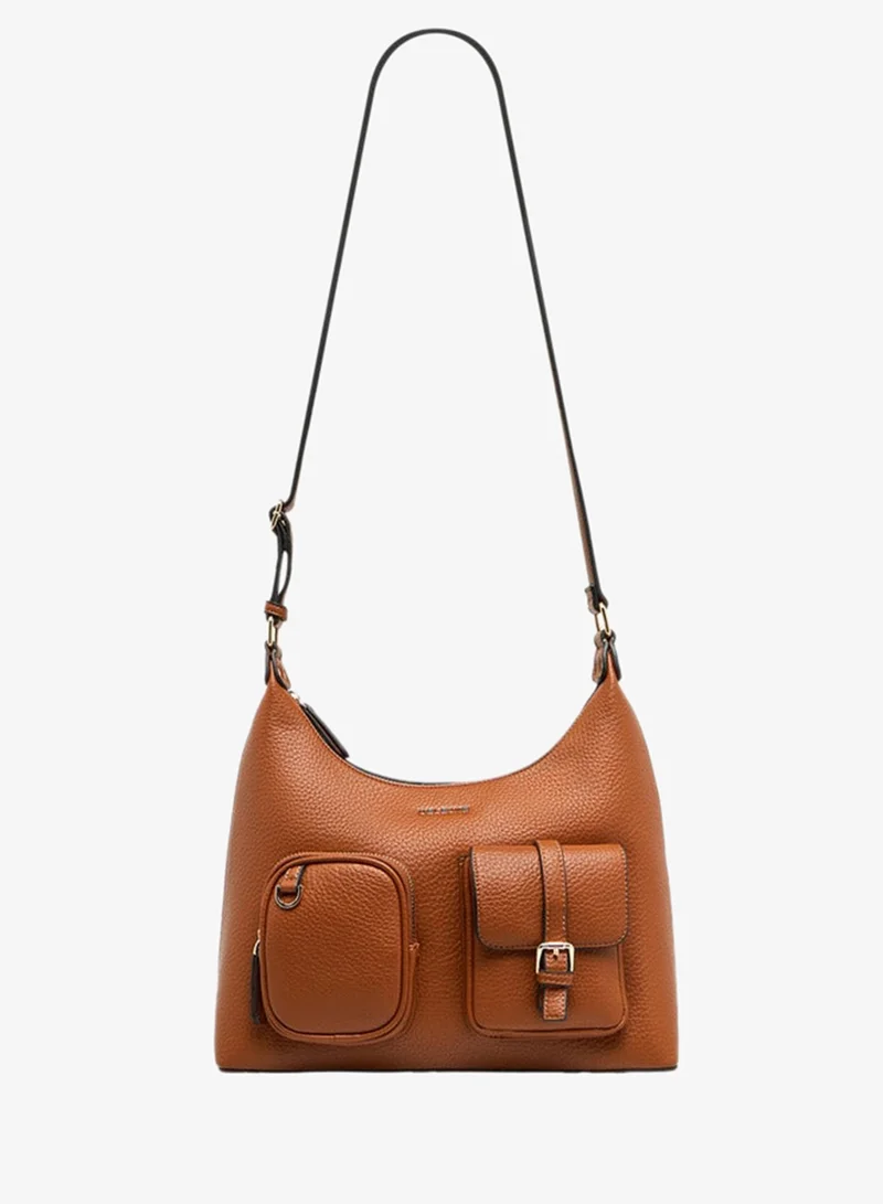 Celeste Textured Shoulder Bag with Zip Closure