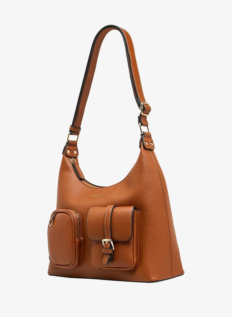 Celeste Textured Shoulder Bag with Zip Closure