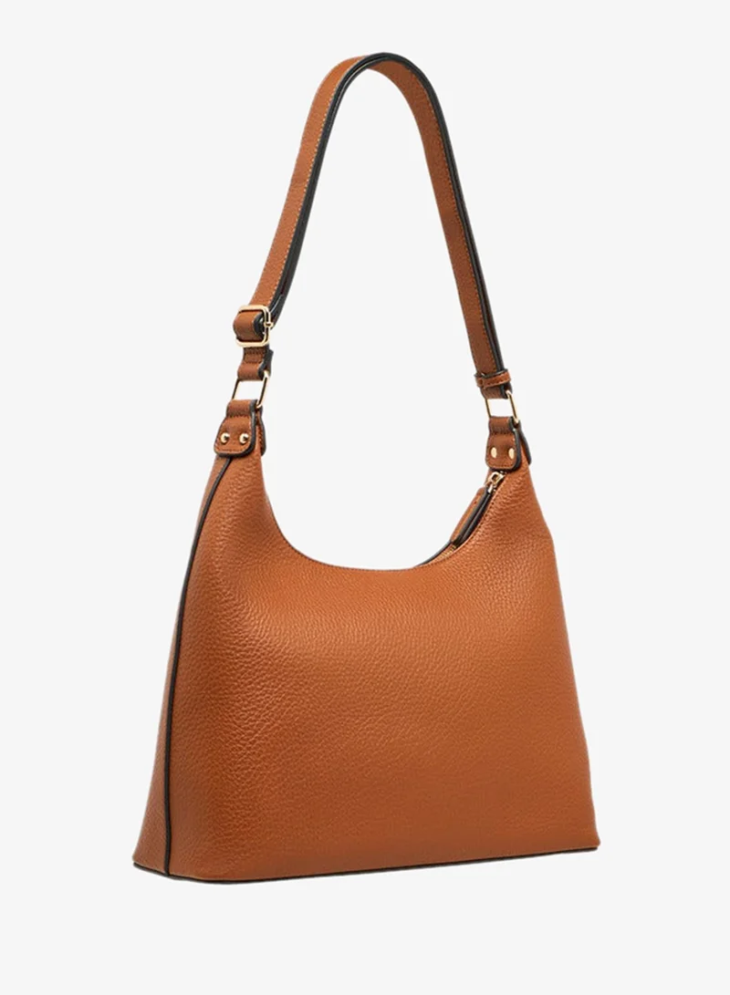 Celeste Textured Shoulder Bag with Zip Closure