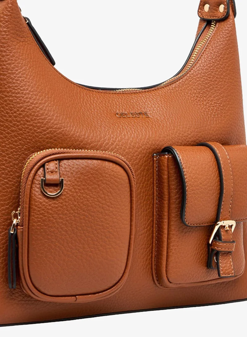 Celeste Textured Shoulder Bag with Zip Closure