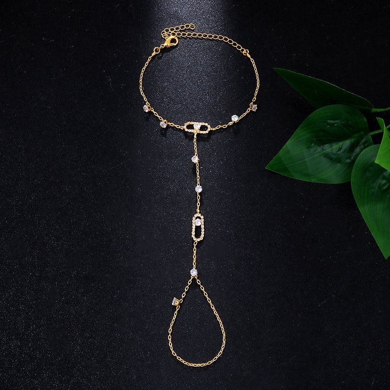 New Geometric Stitching Micro-Inlaid Zircon Bracelet Ins Niche Design Simple All-Match Bracelet Women'S Bracele - Image 1