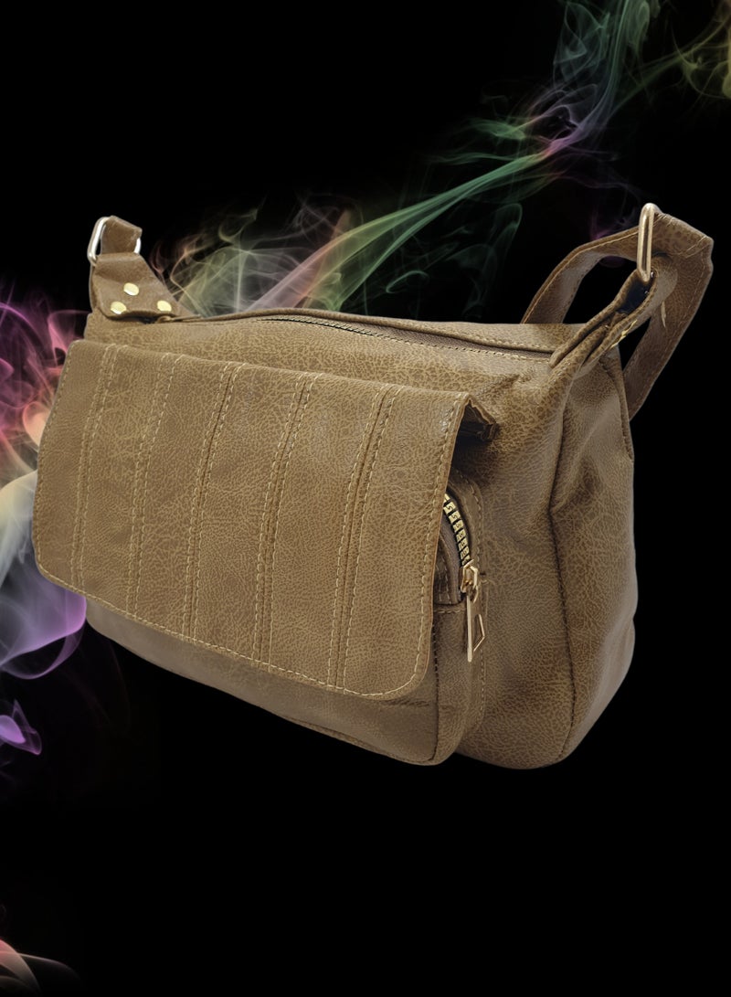 TO FASHION TO 3010 LEATHER WOMEN’S, SHOULDER BAG, CROSS BODY BAG WITH DETACHABLE STRAP, MODERN AND ELEGANT DESIGN, DIMENSIONS 20*27*13 CM COFFEE A  - Image 2