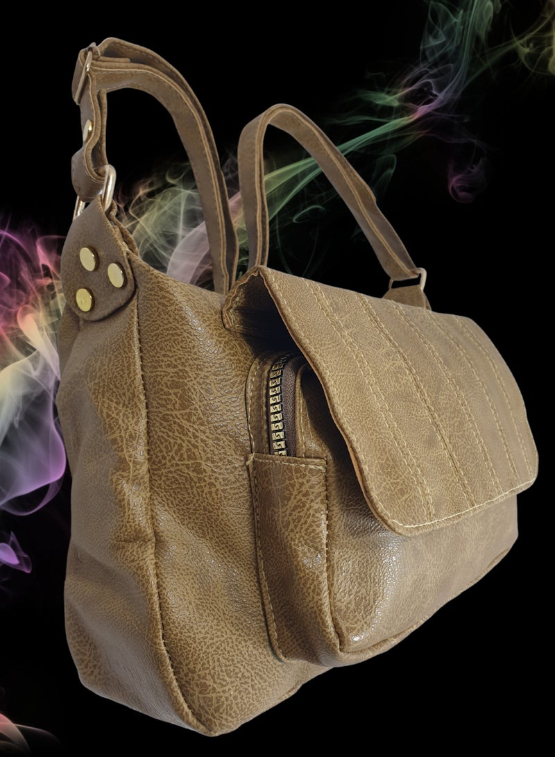 TO FASHION TO 3010 LEATHER WOMEN’S, SHOULDER BAG, CROSS BODY BAG WITH DETACHABLE STRAP, MODERN AND ELEGANT DESIGN, DIMENSIONS 20*27*13 CM COFFEE A  - Image 4