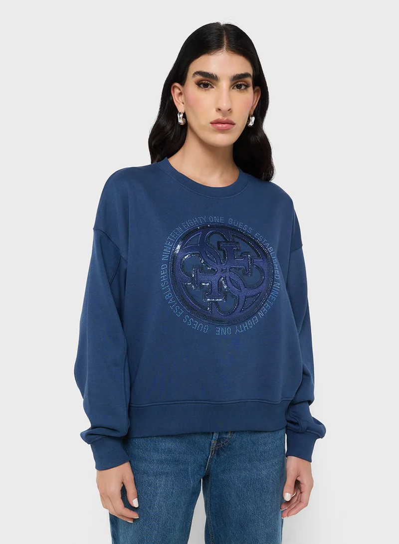 جس Crew Neck 4G Logo Hotfix Sweatshirt