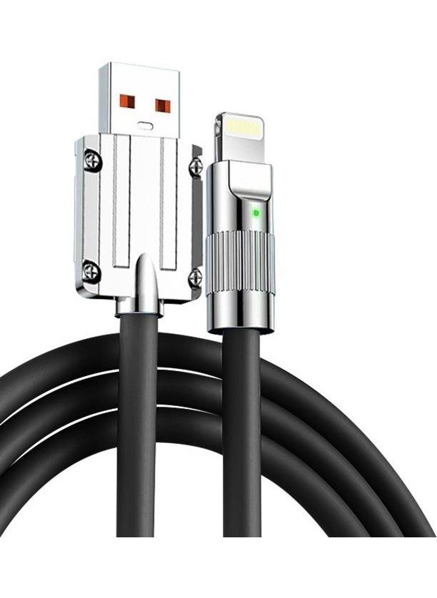 Valkyrie 6A Ios Apple Lightning Liquid Silicone Data Fast Charging Cable - Copper Laying - Foldable, Unbreakable Durable Cable Black  - Image 3
