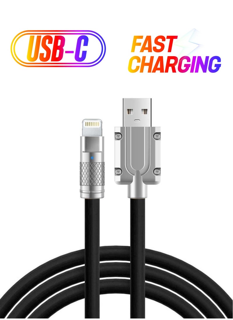 Valkyrie 6A Ios Apple Lightning Liquid Silicone Data Fast Charging Cable - Copper Laying - Foldable, Unbreakable Durable Cable Black  - Image 1