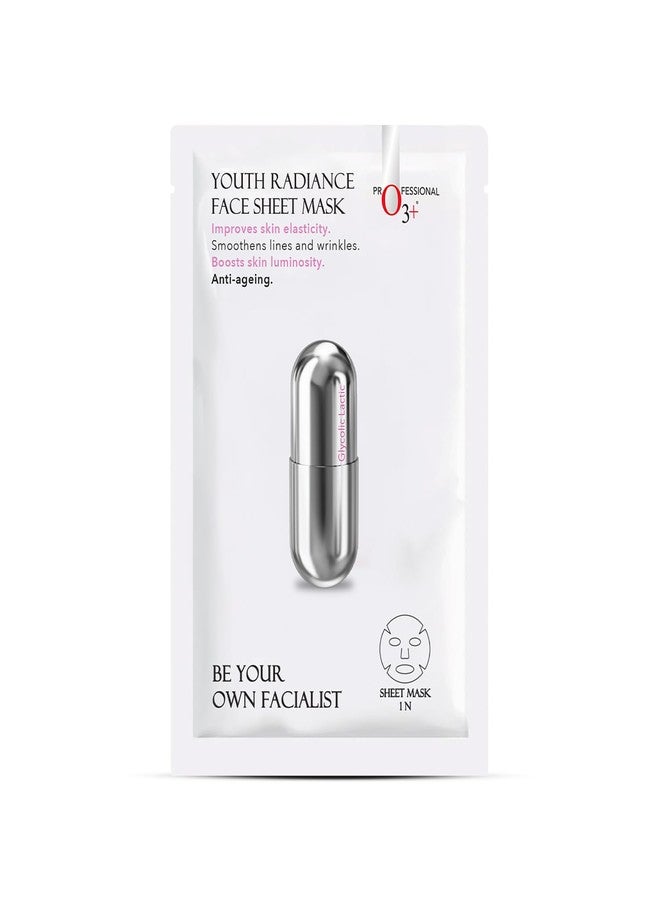 O3+ Facialist Youth Radiance Face Sheet Mask 30g, Collagen & Glycolic Acid for Brightening, Firming Skin, Reduces Fine Lines, Wrinkles & Puffiness, Suitable for All Skin Types - Image 1
