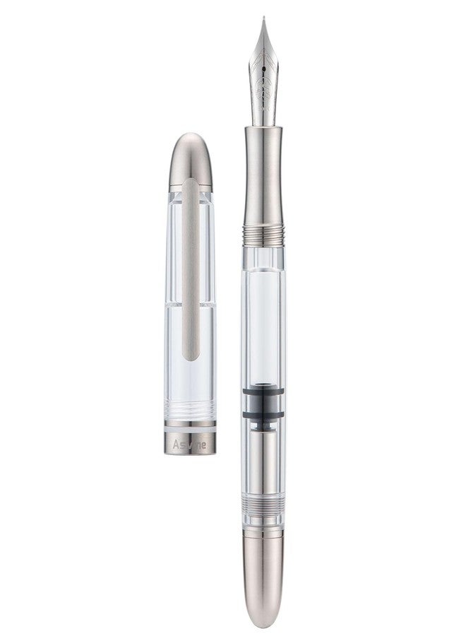 Asvine P36 Titanium Fountain Pen Piston Filling, Bock Extra Fine Nib Clear Transparent Acrylic Smooth Writing Signature Pen Case Gift Set - Image 1