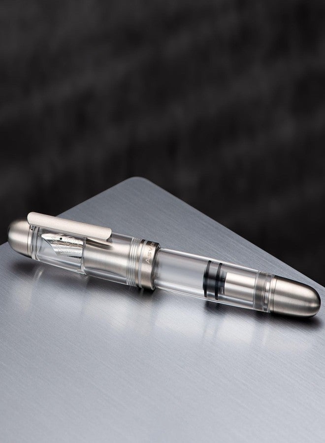 Asvine P36 Titanium Fountain Pen Piston Filling, Bock Extra Fine Nib Clear Transparent Acrylic Smooth Writing Signature Pen Case Gift Set - Image 3